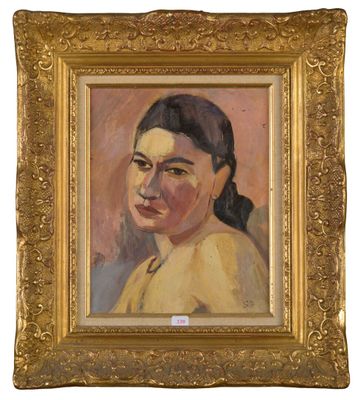 une peinture à l'huile représentant une femme en robe jaune