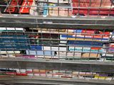 many books on the shelves in the store