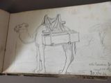 an old book with a drawing of a camel on it