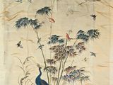une image représentant une peinture représentant des oiseaux et des plantes accrochée au mur