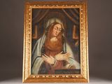 an image of a painting of a woman holding a rosary