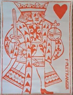 carte à jouer rouge et blanche sur laquelle figure un roi de cœur