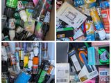many different pictures of a variety of items in a bin