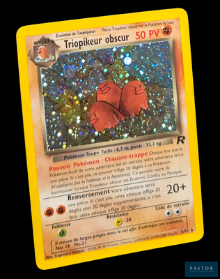 a close up of a pokemon card on a black background