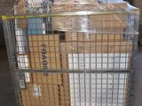 a cart with a lot of boxes on it in a warehouse