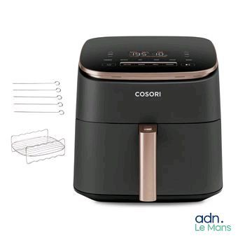 the cosori air fryer is shown with the instructions