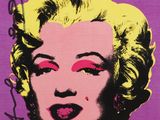 an image of a painting of marilyn monroe on a purple background