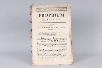partie fragmentaire d'antiphonaire in-folio XVIIIème s.
