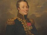 un tableau représentant un homme en uniforme militaire, avec une médaille sur la poitrine