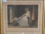 painting of a woman sitting in a chair with a fan in her hand