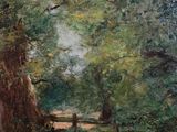 an image of a painting of a tree in a field