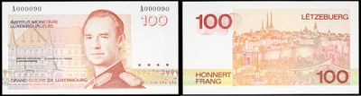 two pictures of a series of different bank notes with a picture of a man ' s face