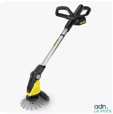 a close up of a yellow and black lawn mower on a white background