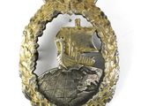 a close up of a badge on a white background