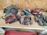 many different tools on a shelf in a room