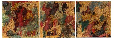 trois œuvres d'art présentant des couleurs et des motifs différents