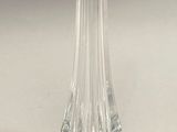 a clear glass vase that is sitting on a table