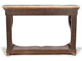 a wooden table with a wooden top on a white background