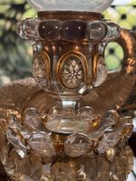 Paire de bougeoirs photophores en cristal moulé et pampilles… (photo 3)