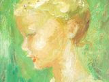 une peinture à l'huile représentant une jeune fille en robe verte