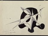 un dessin en noir et blanc représentant un motif abstrait sur une feuille de papier