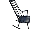 a black rocking chair on a white background