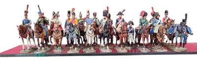 figurines représentant un groupe de soldats à cheval, armés de lances et de javelots