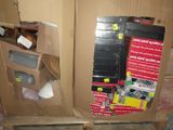 a cardboard box with a bunch of items inside of it