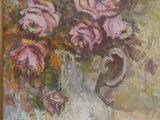 a painting of flowers in a vase on a table