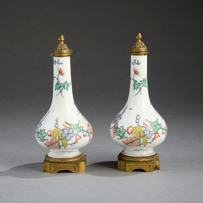 paire de vases en porcelaine chinoise ornés de motifs floraux sur fond doré