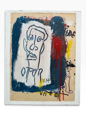 an image of a painting of a man ' s face on a piece of paper