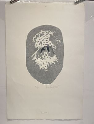 a drawing of a man with a beard on a piece of paper