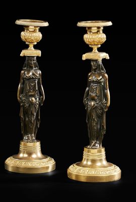 PAIRE DE FLAMBEAUX DITS RETOUR D'EGYPTE