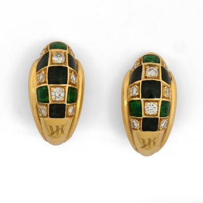 Paire de boucles d'oreilles en or jaune 18 carats serties d'…
