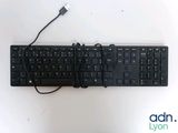 a black keyboard with a black cord attached to it