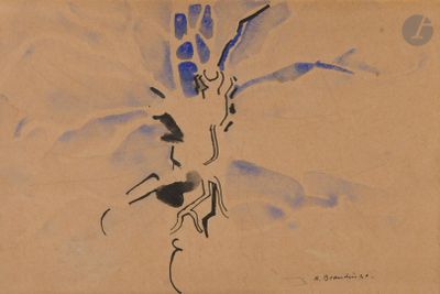 drawing of a woman in a white dress with a blue flower in her hair