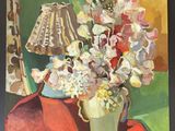 une peinture de fleurs dans un vase sur une table