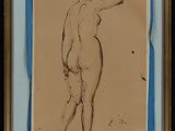 dessin représentant une femme nue dans un cadre doré