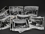 photographie en noir et blanc représentant une pile de vieilles photos de personnes