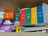 a cardboard box filled with assorted items in it