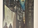 a picture of a painting of a couple walking down the street
