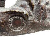 a close up of a statue of a horse on a white background