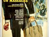 une vieille affiche de cinéma représentant un homme en costume tenant un sac