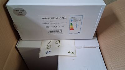 Lot de 6 appliques murales, finition tissu blanc, douille E2…