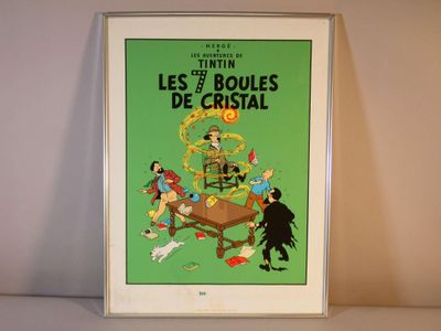 affiche française des aventures de Tintin et des Boules de cristal