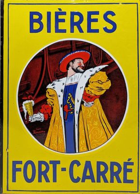 une image représentant un panneau jaune sur lequel figure l'illustration d'un homme tenant une bière