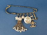 an image of a broocher with charms on it on a blue background