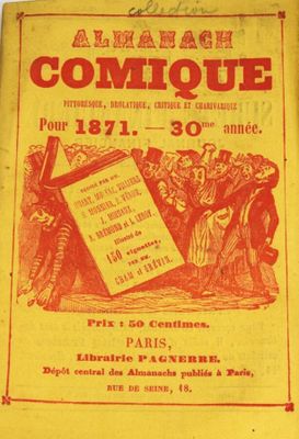 un livre jaune avec un titre rouge, posé sur une table