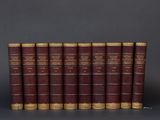 un ensemble de six livres anciens reliés en cuir avec des garnitures dorées