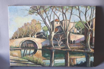Max TOUTAIN (1935-2006), "Le Canal du Midi", huile sur toile…